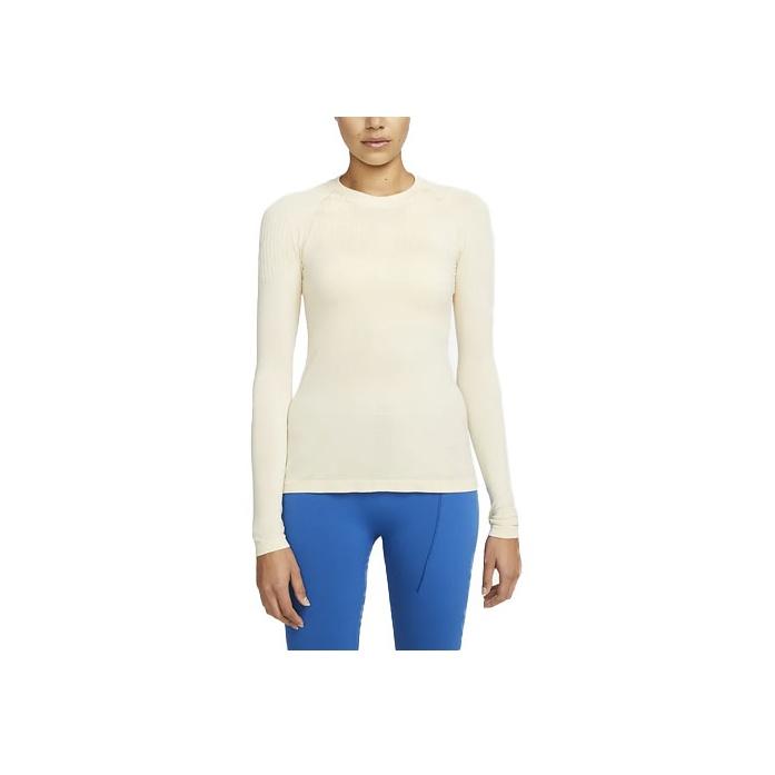 Nike X MMW Solid Logo Crew Neck Long Sleeve Raglan T-Shirt Women Tops Yellow DD9425-280