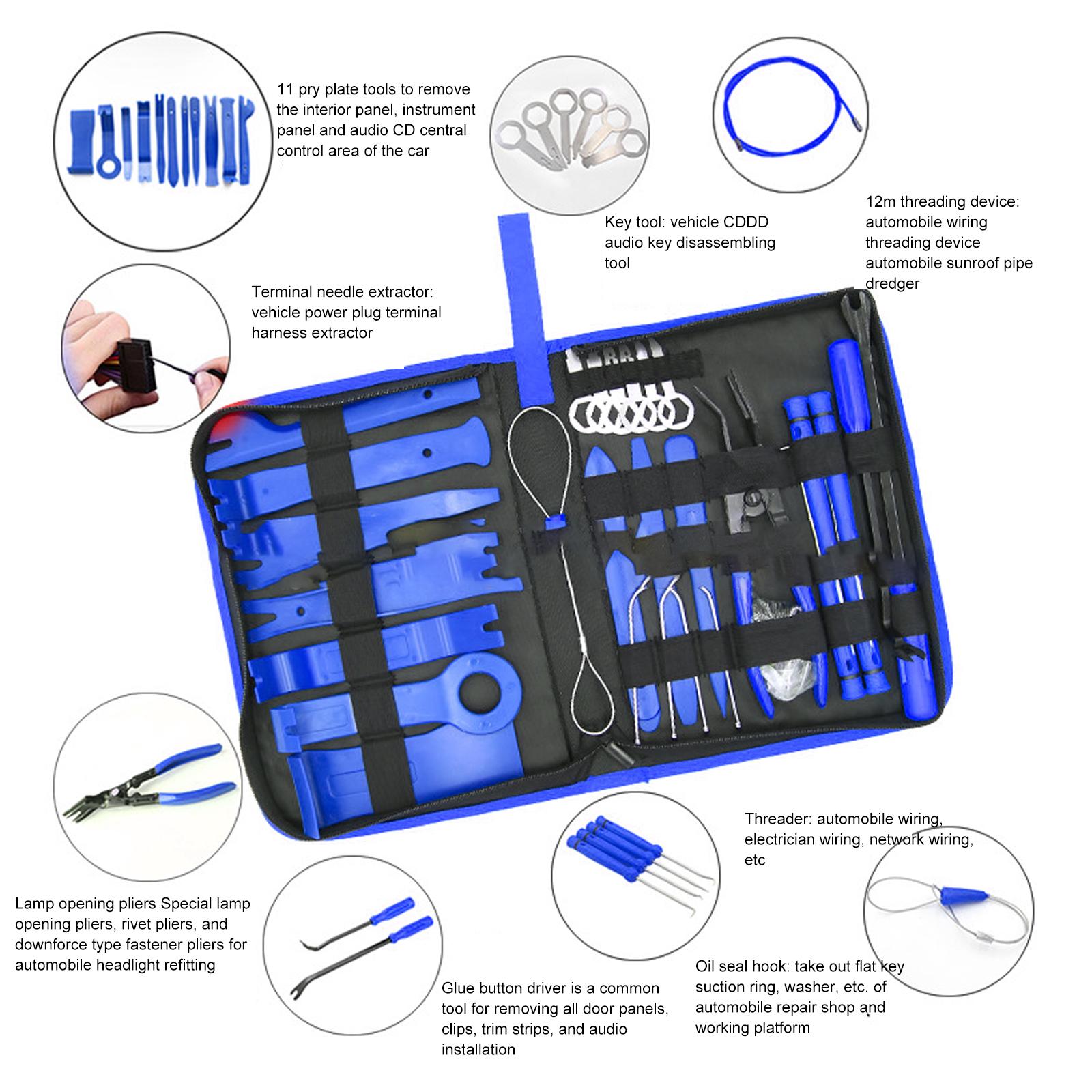 

43 шт. Инструменты для ремонта автомагнитолы Набор для разборки Autior Инструмент для снятия пластиковой отделки DIY Инструменты для панелей для автомобиля синий