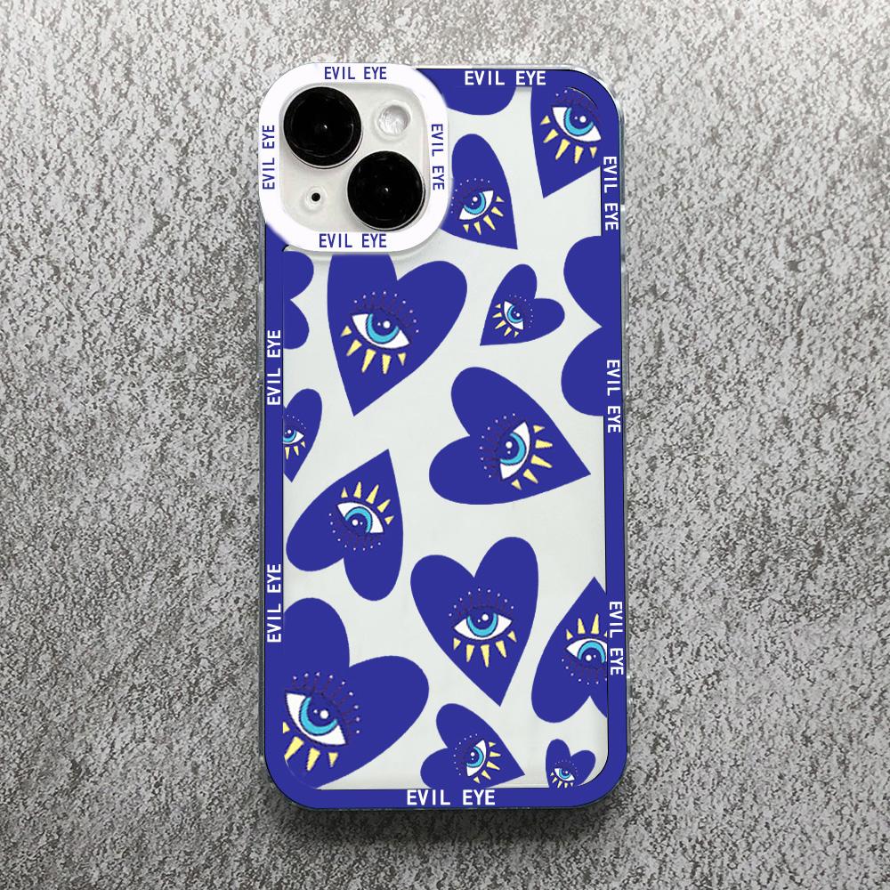 Lucky Eye Blue Evil Eye Print Phone Case For iPhone 14 12 13 11 Pro Max XR X XS MAX 13Pro 7 8 Plus Cover Clear Shockproof Fundas