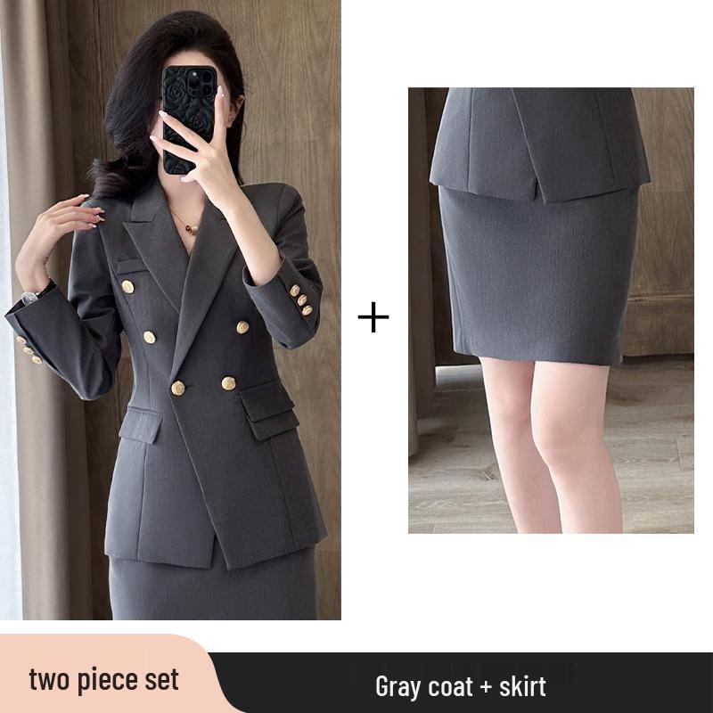 Navy Blue Women's Suit Set - 2025 Spring/Autumn High-End Hotel Manager Professional Business Uniform.