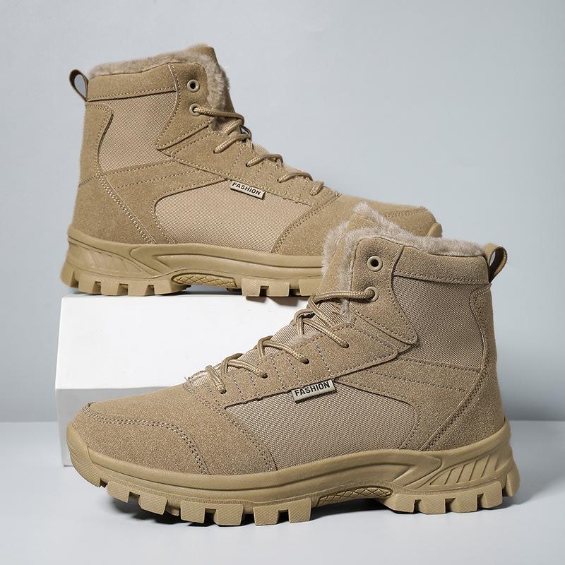 Winter Warm Military Boots Men's Outdoor High-top Sneakers Hiking Shoes Cold-proof Snow Boots Large Size Velvet Men's Shoes