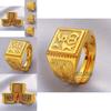 Contemporary Geometric Men's Ring In Gold Plated Brass Adjustable Fashion Accessory