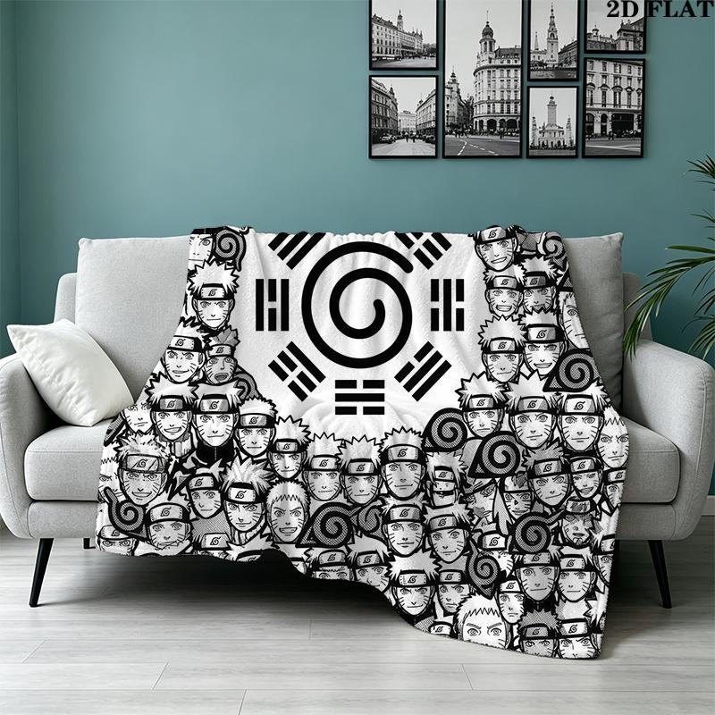 Uzumaki Naruto Printed Flannel Blanket, soft throw for bedroom sofa, washable, Christmas present, great gift.