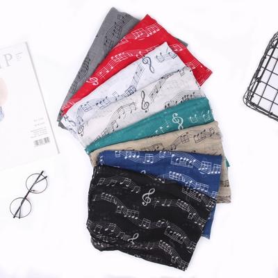 180*80cm Schal mit Musiknoten-Druck Bunte Musiknoten Blumen-Wickeltuch Damen