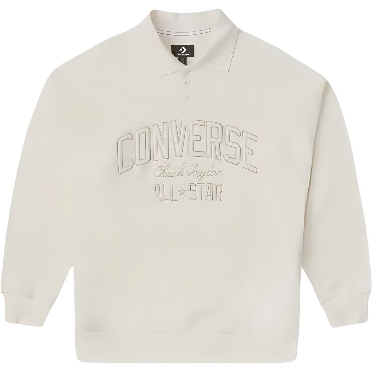

New Converse BUTTONRetro Chuck Sweatshirt Women s White 10027073-A02 XL