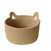 Cat Ear Storage Basket Handwoven Cotton Rope Round Bin Cute Home Organization for Bedroom Natural Style