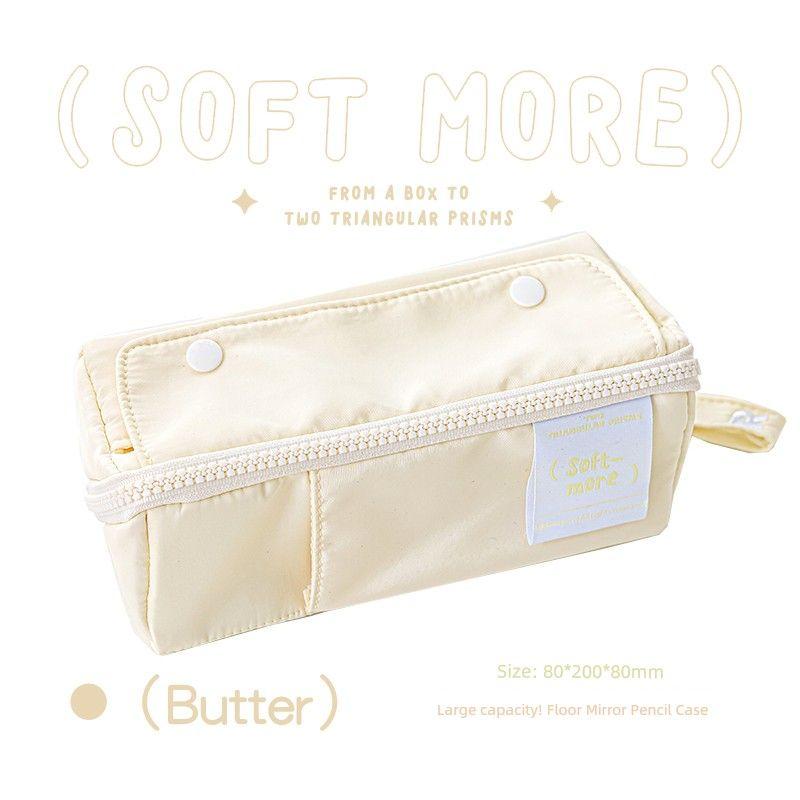 

Rosyposy Soft Set Pencil Case Student Junior High School for Girls Minimalist Ins Japanese Style Stationery Box Drawstring Stationery Case butter (beige)