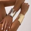Metallic Finish Geometric Bracelet Wide Open Irregular Bracelet  Women Fashion Jewelry