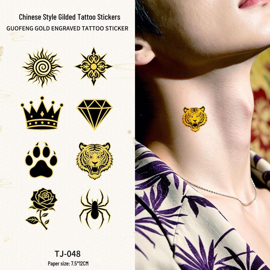 Chinese Style Waterproof Phoenix & Koi Tattoo Sticker - Long-lasting, Aesthetic Dunhuang Design for Arm & Collarbone