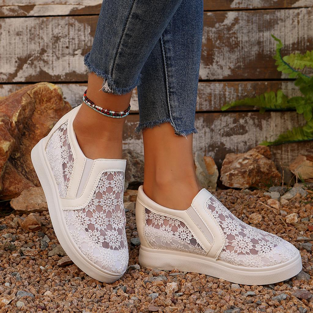 Fashion Comfortable Women Loafers Sandals Lace Slip On Walking Shoes White Designer Casual Shoes Ballet Sandals Women Shoes for Women