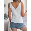 GMXIA Summer Solid Color V-neck Cutout Leaf Sleeveless Knitted Sweater Vacation Vest Women's Wear