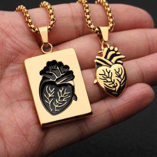 2Pcs Heart Charm Couple Necklace Love Keepsake Necklace Hypoallergenic Heart Necklace Gift for Anniversary Valentine's Day