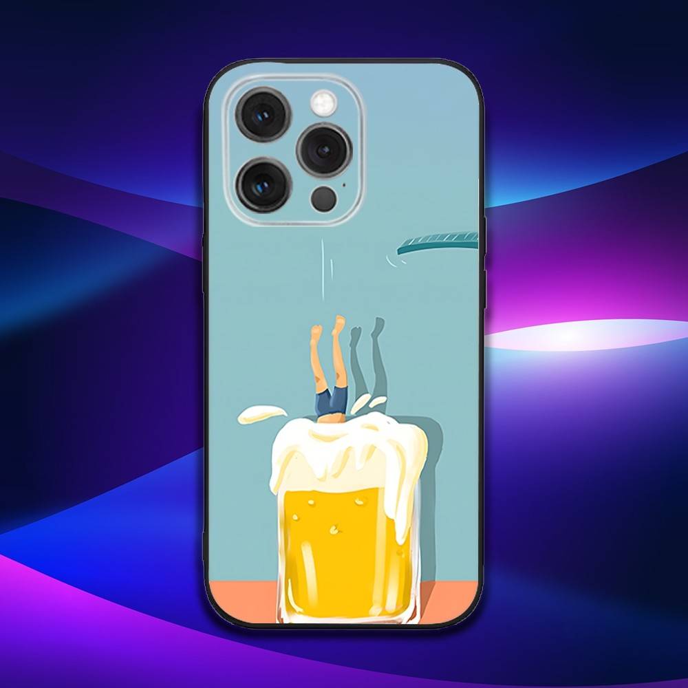 Beer Print Phone Case For iPhone 17,16,15,14,13,12,11,Pro,Max,Plus,X,XS,SE4,E,Mini,Soft Black Case