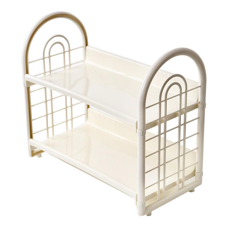 Двухуровневая полая настольная полка-органайзер | Пластиковая полка в ретро-стиле для кухни/ванной/офиса жёлтый