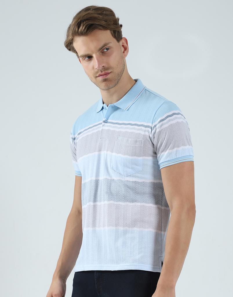 Monte Carlo Mens Striped Collar Neck T-Shirt