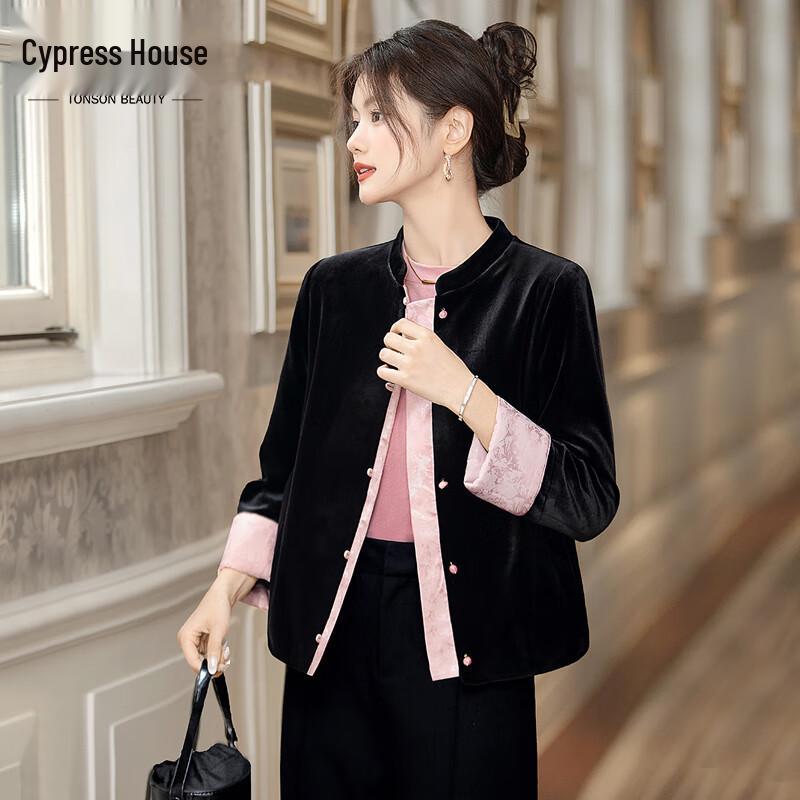 

Women s Chinese Style Jacquard Color Block Jacket L