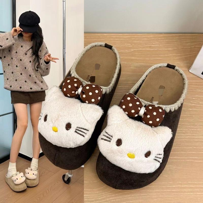 Versatile casual cute cartoon three-dimensional cat bag head slippers women's autumn new outer wear thick bottom drag