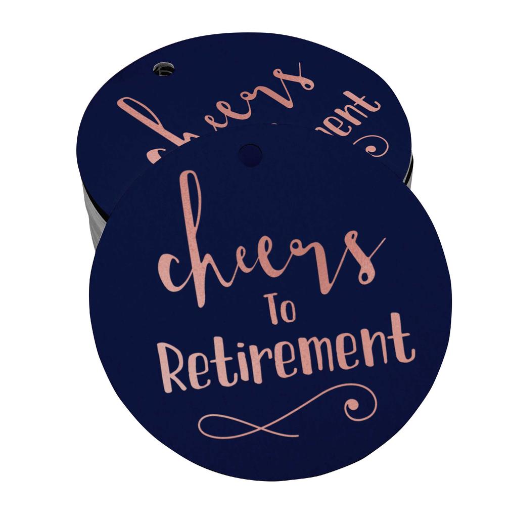 Inkdotpot Pack Of 100 Real Gold Foil Paper Tags Cheers To Retirement Favor Hang