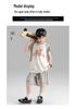 Color Block Boys' Korean Style Summer Sportswear Set - Loose Fit, Short Sleeve & Shorts, Medium/Large