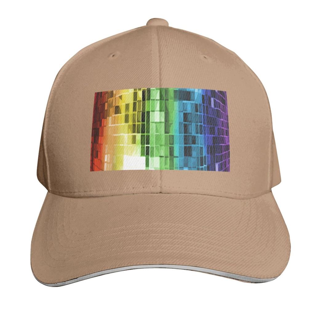 Rainbow Disco Ball Pattern Baseball Cap Visor Western Hat Fishing Hat Cute Unisex Hats Womens