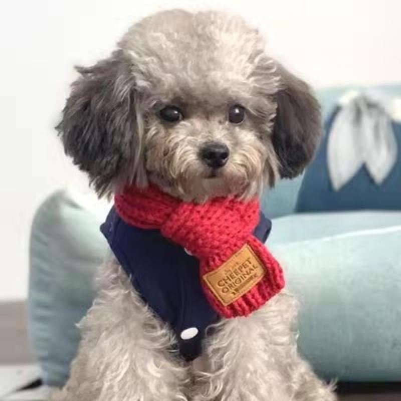 Korean Style Knitted Pet Kittens Puppies Teddy Dog Scarfl Autumn Winter Warm Fashion Decoration Bow Scarf Pet Accessories