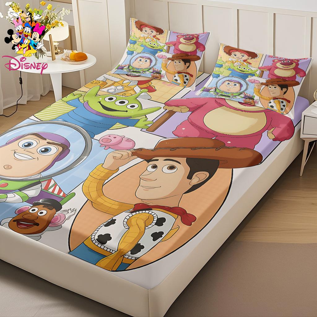 2/3pcs Disney Toy Story Cozy Fitted Sheet Set 100% Polyester Digital Print Festive Bedroom & Dormitory Decoration