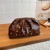 Stylish, simple and versatile cross-border trend, single shoulder oblique span clip bag, mushroom nail chain pleated clutch women's bag