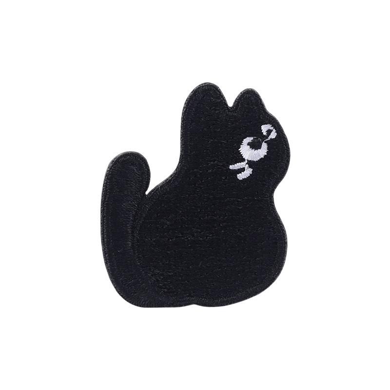 Self-Adhesive Black Cat Cloth Sticker, Clothes, Holes, Embroidery Patch Sticker, T-Shirt, Pants Pattern Decal, No Trace Repair Subsidy