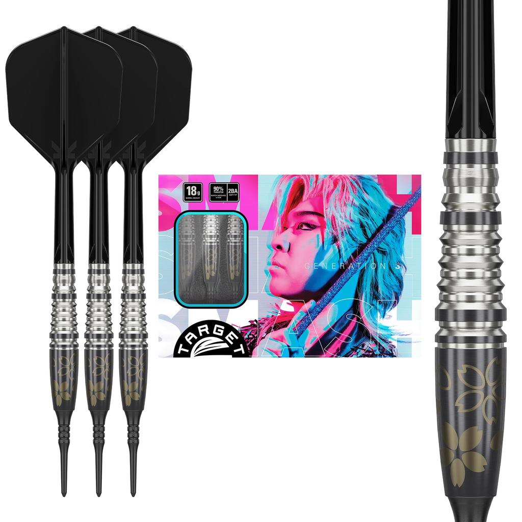 Target Japan CHARM SMASH GEN3 90% 18G 2BA SOFT TIP DARTS 90% Tungsten K-Flex 2BA Soft Tip Dart Set, 18.0G | CHARM SMASH GEN3 K-Flex No.6 Shape Flig