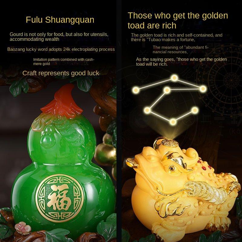 Golden Toad Attraction Wealth and Happiness Ornament Crystal Wealth Tree Gourd Money Shaker Tree Opening Decoration Gift