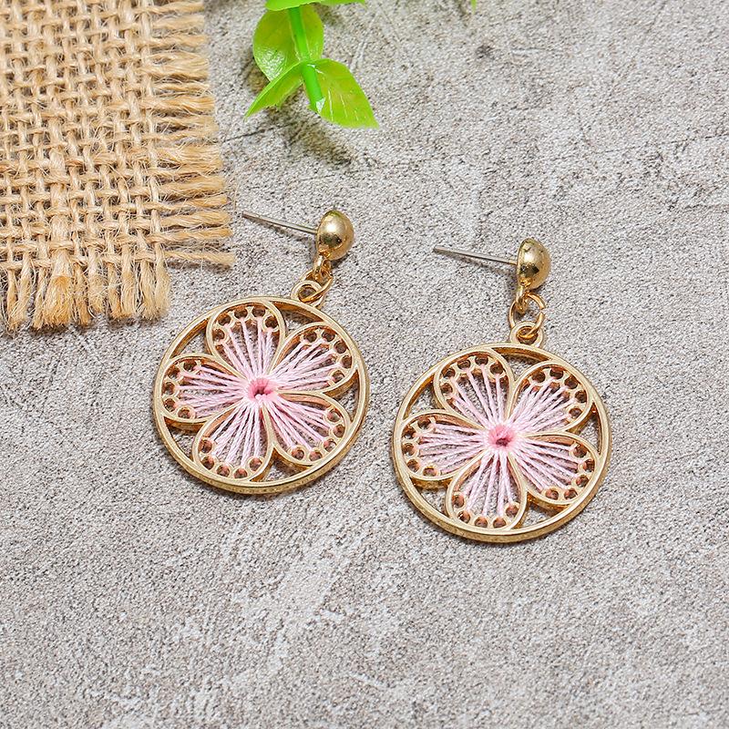 

Handmade retro personalized woven stud earrings women s versatile vacation style long geometric earrings trendy simple earrings