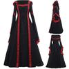 Abito Medievale Celtico da Donna con Lacci, Manica Lunga, Lunghezza Pavimento, Costume di Halloween