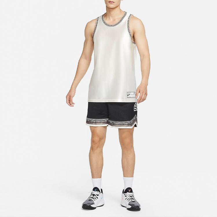 Nike Dri-FIT Printed Trim Crew Neck Basketball Tank Top Men Tops White DQ5655-133