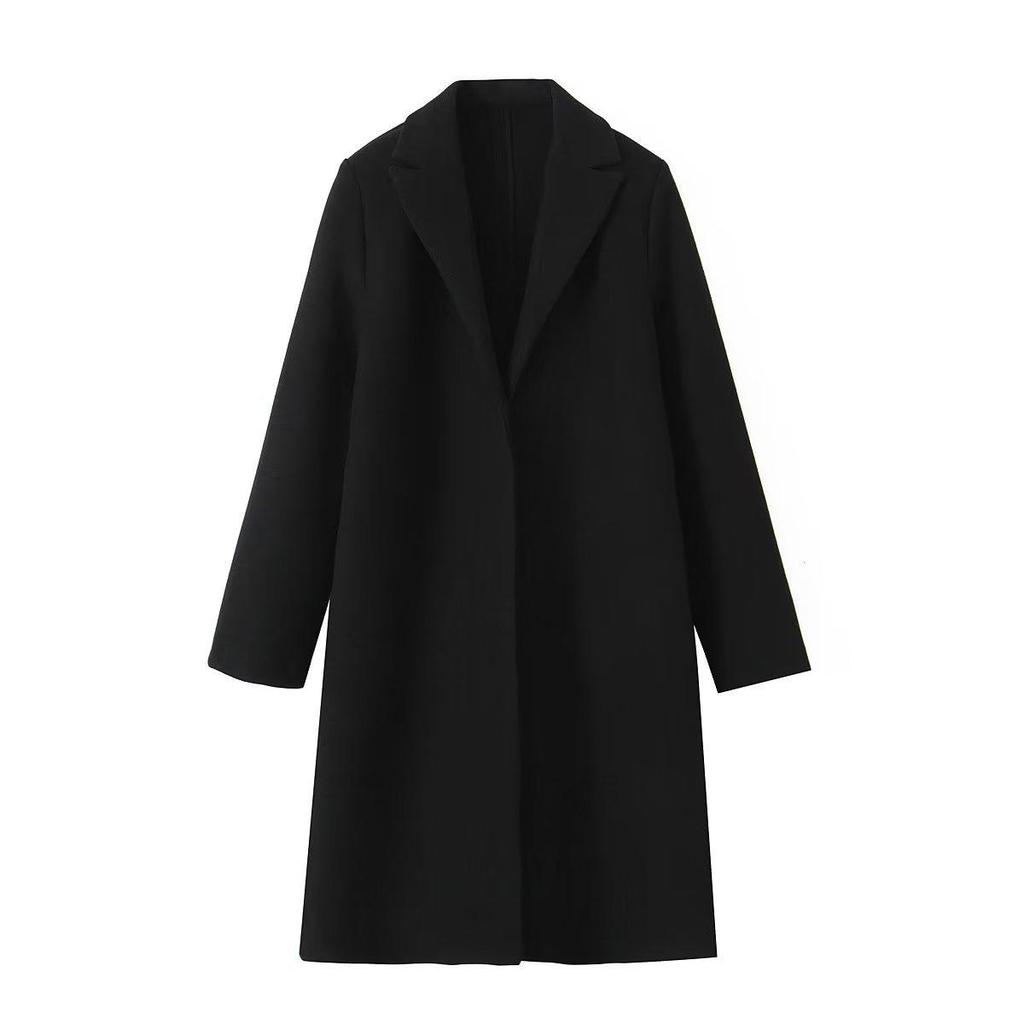 Women's Solid Color Loose Slimming Long Coat - Autumn 2023 Collection