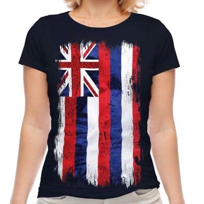 Hawaii State Grunge Flag Women T-Shirt Shirt Hawaiian Jersey Gift
