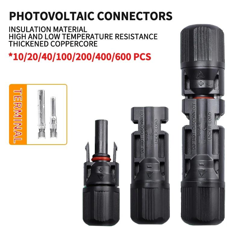 600/400/200/100/10Pcs Solar Panels Connectors Kit, PV Plug 1000V DC 30A, for Photovoltaic MC Cable 2.5/4/6mm²