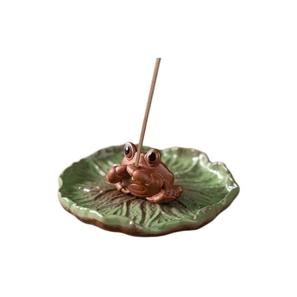 Frog Turtle Crab Animal Lotus Incense Burner Ceramics Sleep Aid Lotus Tabletop Incense Base Zen Chinese Style Desk Decor