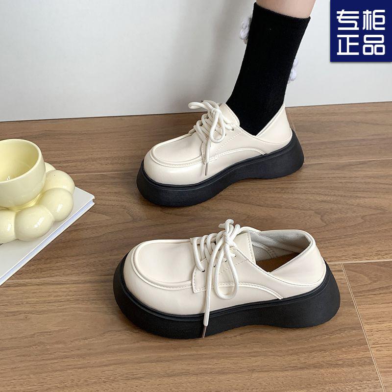 Black big head and small leather shoes women's spring 2025 new Japanese jk loafers British style muffin platform shoes