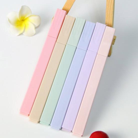 12Pcs/Set Highlighter Pens Non-Neon Pastel Colors Quick Dry Marking Pen Study Journaling Office School Supplies