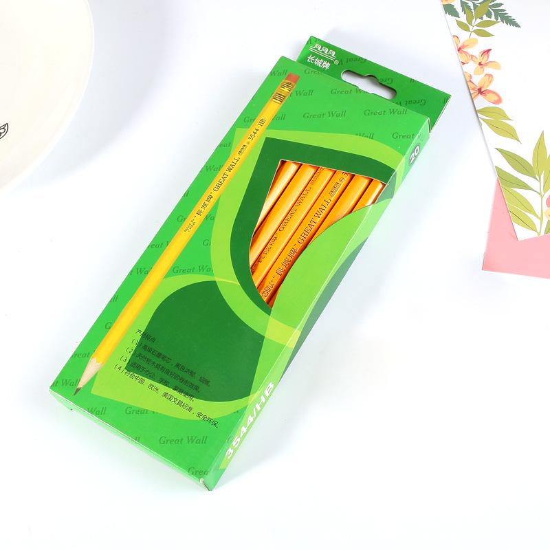 Genuine 3544 Yellow HB Hexagonal Pencil with Eraser Head, Ideal for First Grade Students - 20-Pack HB