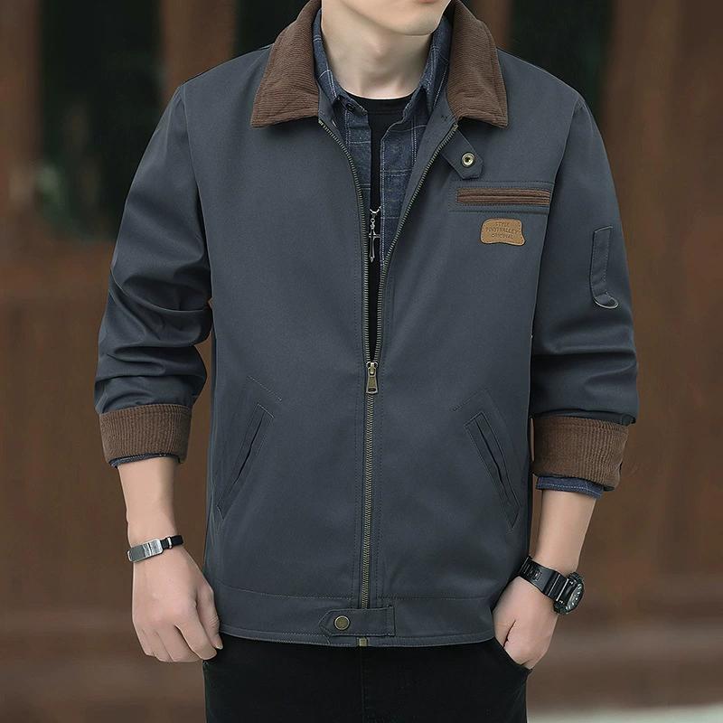 

Ретро рабочая куртка для мужчин, осенний длинный рукав свободный охотничий костюм Tough Guy, повседневная рубашка для активного отдыха для мужчин S серый