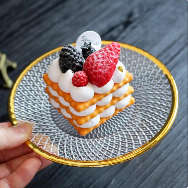 SIFAR European Style Gold Rim Glass Fruit Plate