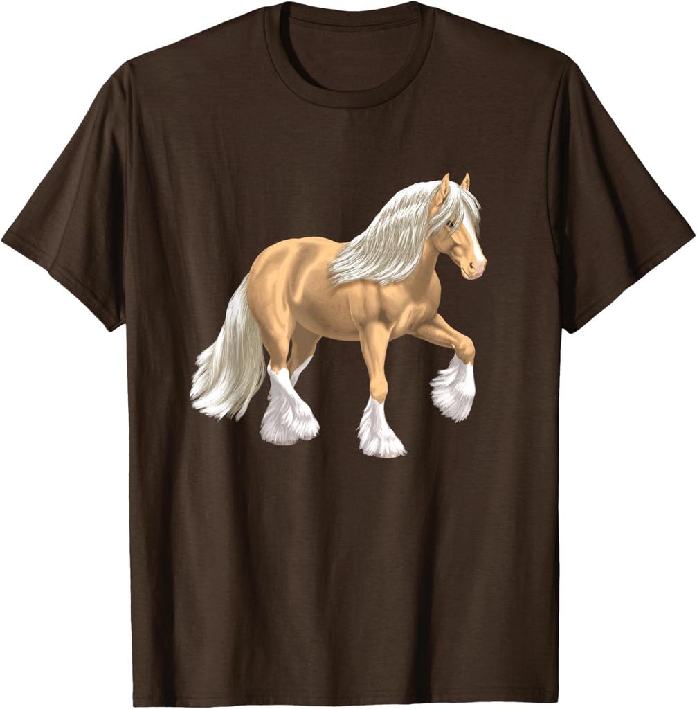 Cob Tinker Horse Graphic Print Round Neck Casual T-Shirt Breathable Lightweight Tee