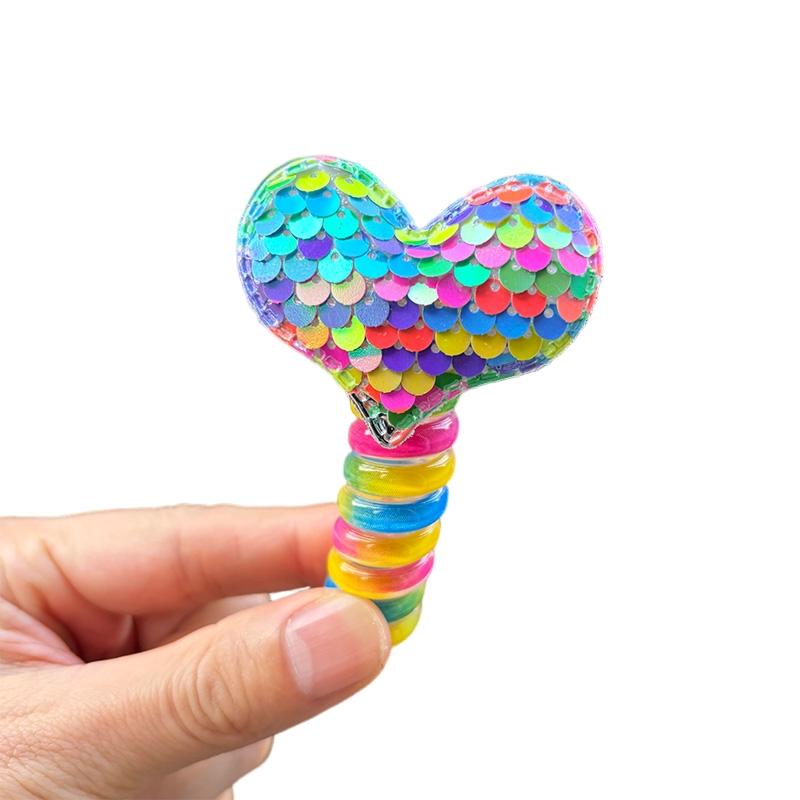1PC New Lovely Beaded Big Flowers Elastic Spiral Hair Rope Head Rope Ponytail Hair Ring Rubber Band Headdress For Kids