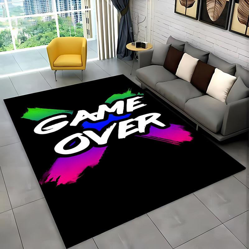 Cartoon Gamer Gamepad Rug Non-Slip Floor Mat for Kids Bedroom Living Room Sofa Kitchen Decor