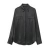 European and American women's clothing 1116 spring new lapel versatile retro double pocket long-sleeved shirt shirt