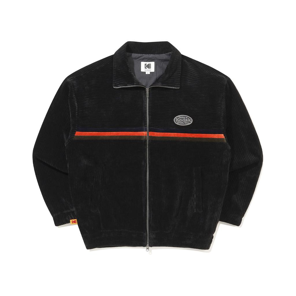 KODAK Velvet Corduroy Stand Neck Zip-Up Black