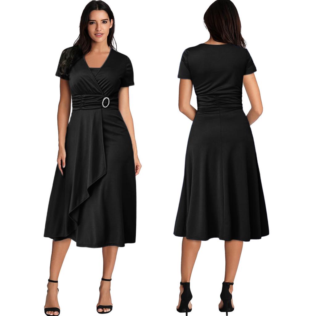 

Ramidos женское летнее сексуальное асимметричное вечернее платье с v-образным вырезом и v-образным вырезом больших размеров XXXXXL чёрный