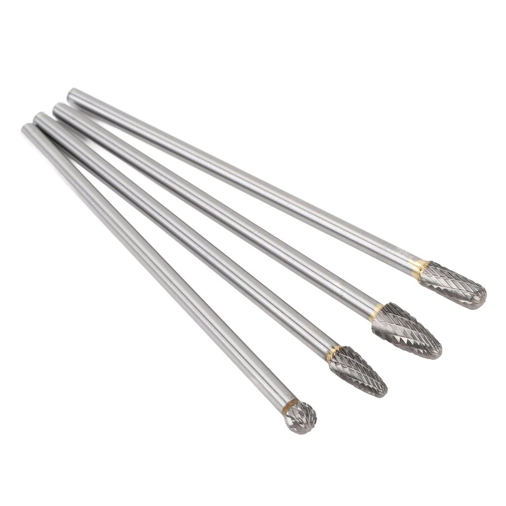 4pcs 6mm Tungsten Steel Carbide Rotary Burr Set Fits Rotary Tool High Efficiency Suitable for Automotive Repair and More