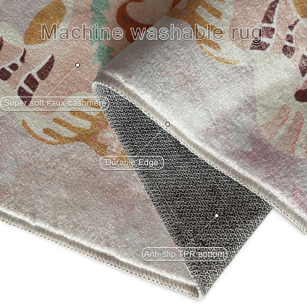 Tibetan Tiger Carpet for Living Room Velvet Cartoon Animal Bedroom Carpet Rugs Foldable Anti Slip Floor Mats Bedside Area Rugs